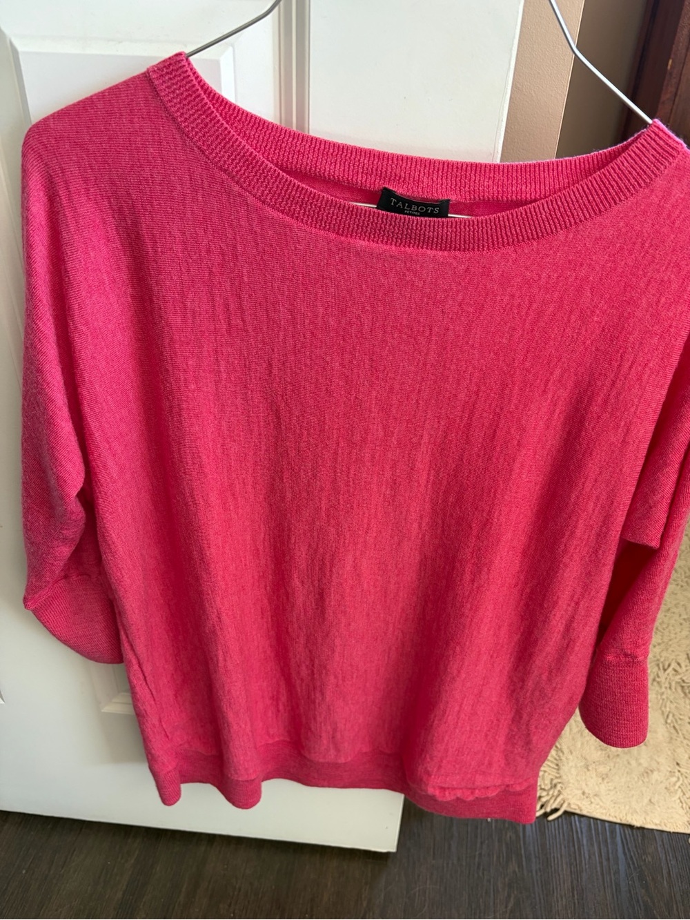 Talbots Bright Pink Scoopneck Crew Sweater
